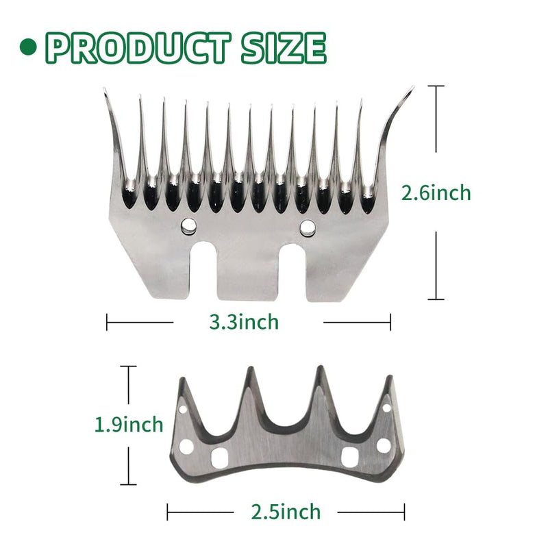 Sheep Shears Blades Curved Wool Shearing Comb and Cutter Blade Set for Alpaca Goats Wool Cutter Grooming Trimmer(13T Scimitar+Front Blade) 13T scimitar+front blade - BeesActive Australia