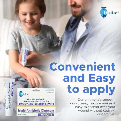 Globe Triple Antibiotic Ointment With Lidocaine, 2 Pack, 1 oz Tubes