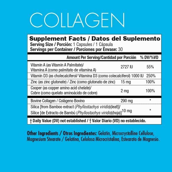 Yes You Can! Collagen Capsules for Hair, Skin & Nails, 30 Capsules, 2 Pack | 290mg bovine collagen with vitamin A, D3, zinc & copper, dietary supplement for women and men