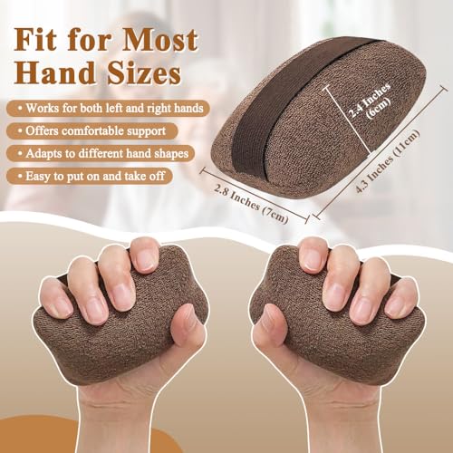 Hand Finger Contracture Cushion, Palm Protector Grips for Stroke Recovery, Hand Grab Pads Finger Anti-Contracture with Elastic Band, Hands Splint Protectors, Hands Grip Strengthener (1 Pair)