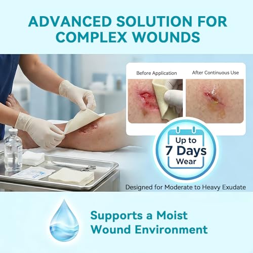 Dimora Calcium Alginate Wound Dressing, 4'' x 4'' Patches,10 Individual Sterile Pads, Soft and Highly Absorbent Dressing Gauze, Non-Stick Padding 4'' x 4'' Alginate（pack of 10）
