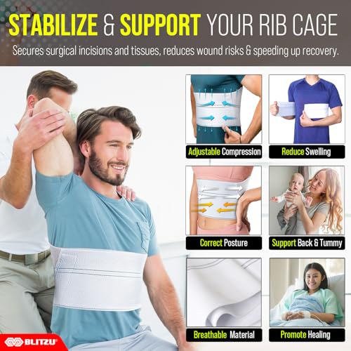 Broken Rib Brace for Men & Women, Chest Support Compression Wrap Belt Plus Size