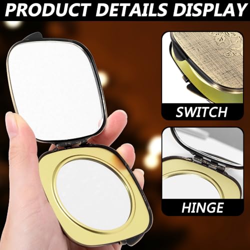 Travel Small Compact 1X/2X Mirror - Handheld, Foldable, Lightweight - Mini Pocket Magnifier for Wallet - Square 3.0 inches x 2.8 inches (Ancient Bronze) Ancient Bronze