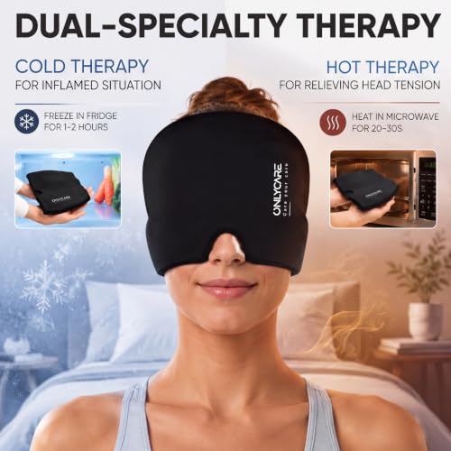 ONLYCARE Migraine Relief Cap, Headache Relief Cold Cap with Odorless Gel Original Black 1