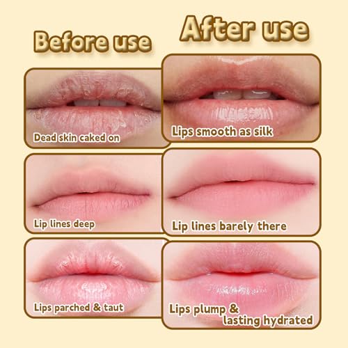 HAIOLORPRO 4PCS Turmeric Lip Scrub and Turmeric Lip Balm with Brush Set, Natural Lip Scrubber Exfoliator for Dry, Dull, Chapped, Dark lips, Reduces Fine Lines, Deeply Hydrates and Moisturizes yellow+green