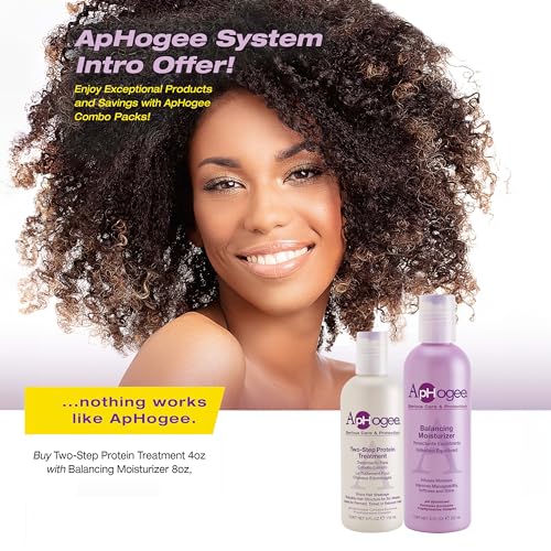 Aphogee Hair Care Double Bundle – Two-Step Protein Treatment (4 fl oz) & Balancing Moisturizer (8 fl oz) 12 Fl Oz (Pack of 1)