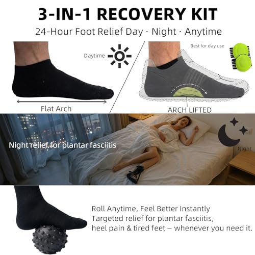 Plantar Fasciitis Night Splint, One Size Men & Women, Black