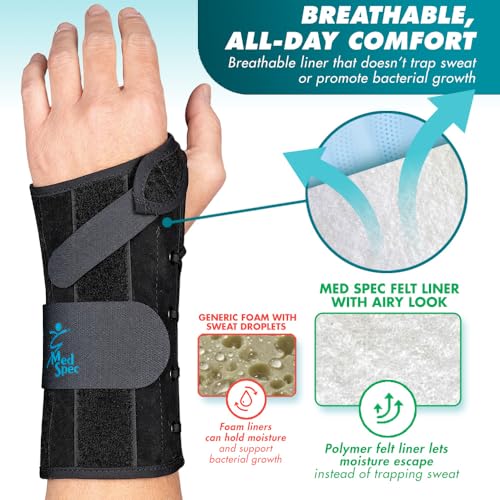 Med Spec 8" Wrist Lacer Support Brace Carpal Tunnel Left Hand Small 8-inch Length
