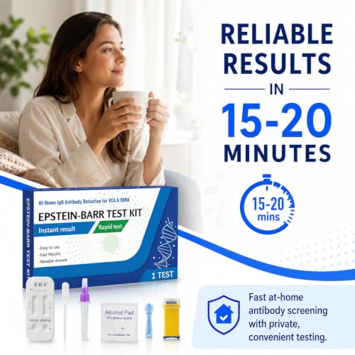 EBV Test at-Home Testing, Easy to Use and Read, Highly Accurate, Quick Results Within 15 Minutes, Against EBV’s VCA and EBNA