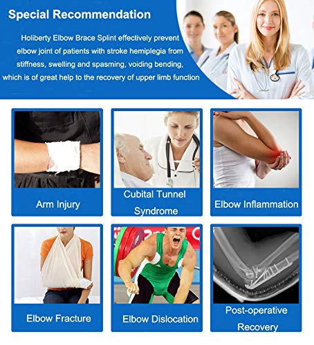 Adult Kid Elbow Brace Splint Cubital Tunnel Syndrome Adjustable Elbow Support Brace Fracture Immobilizer Protector Tennis Arm Stabilizer Night Sleep Elbow Arthritis Tendonitis Pain Relief Splint Wrap Small, Fit Arm 6-9 inch