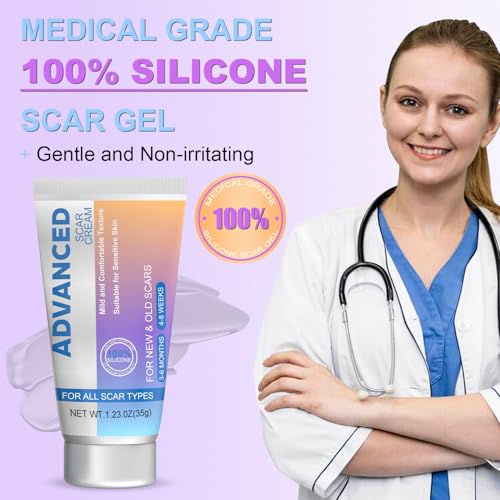 Silicone Scar Cream Scar Gel - Advanced Scar Treatment Keloid Bump Removal for Surgical Scars, C-Section, Injury, Stretch Marks, Acne, Burns, Keloids, Old & New Scars, 1.23Oz (35g) White