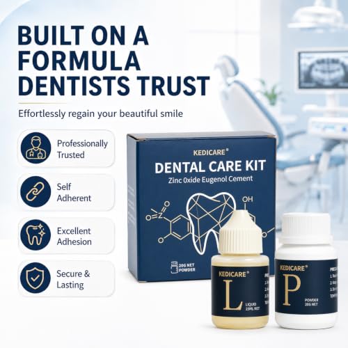 Zinc Oxide Eugenol Dental Cement Care Kit, Instant Tooth Filling Dental Glue Kit, High Strength Self-Curing, Home Oral Temporary Tooth Repair