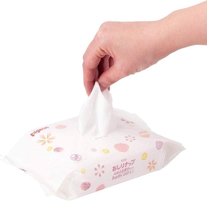 Pigeon Wipes Refill, Fluffy Thick Finish, Baby Oil-in, 66 Sheets x 6 Packs - BeesActive Australia