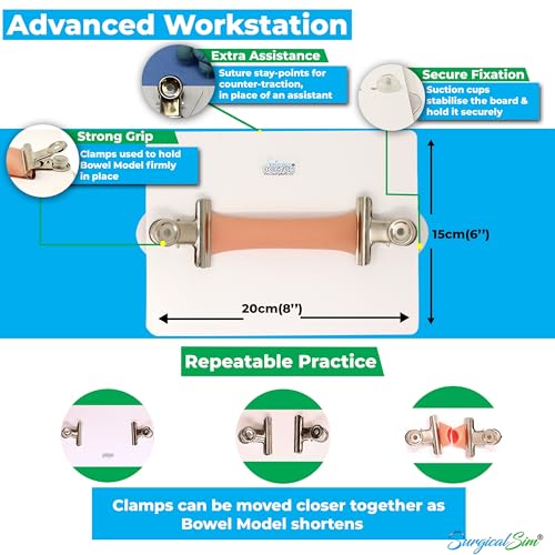 SurgicalSim Bowel Anastomosis Suture Practice Kit, End-to-End Techniques, Includes 0.8" Diameter Intestinal Model, Tool Kit, Threads, Ideal for Practice