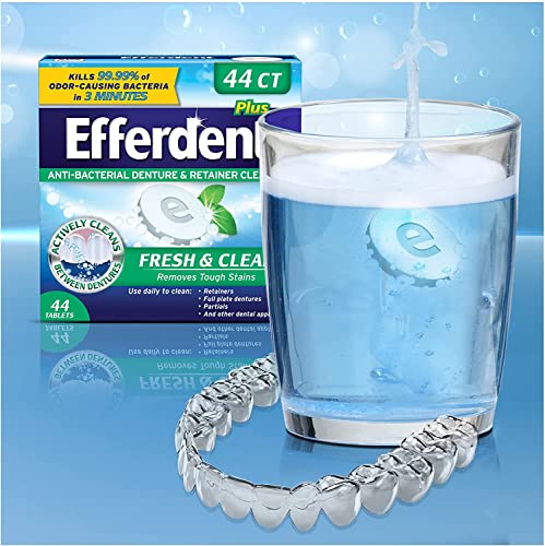 efferdent Retainer Cleaning Tablets, Denture Cleaning Tablets for Dental Appliances, Minty Fresh & Clean, 44 Count, (Pack of 3) 44 Count (Pack of 3)