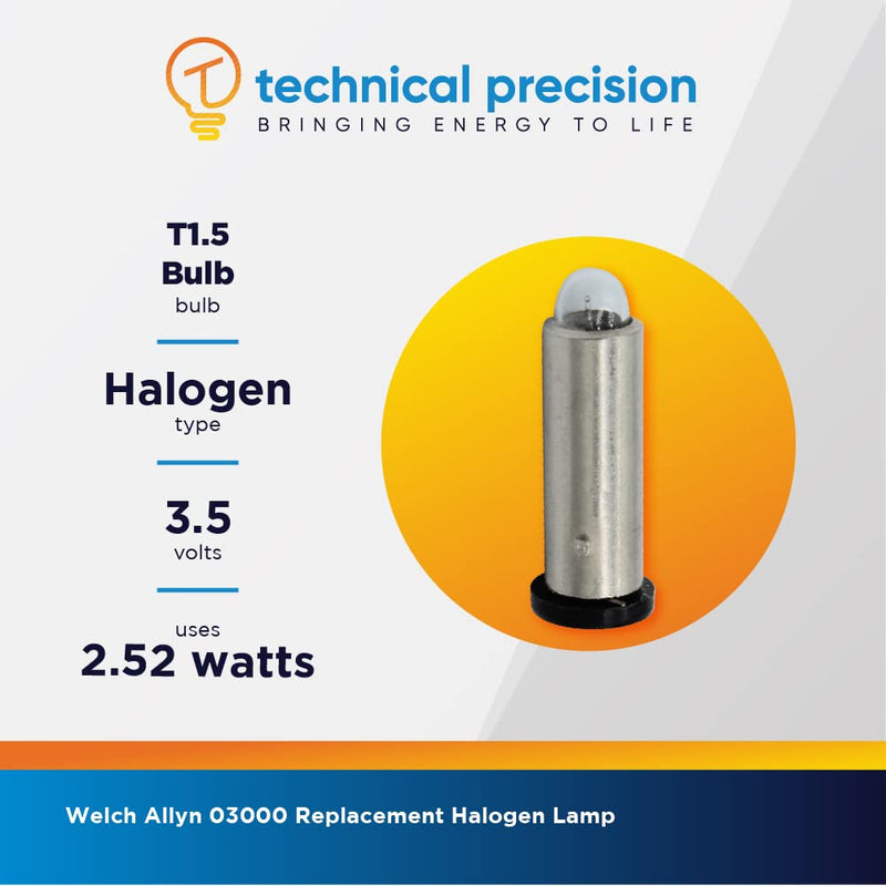 3.5V T1.5 Halogen Replacement Lamp for Welch Allyn 03000 Replacement Lamp by Technical Precision - Replacement Bulb for Welch Allyn - 1 Pack