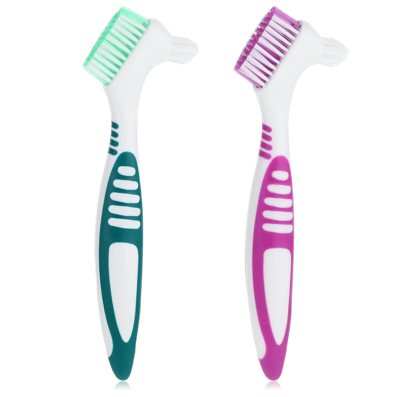 2Pack Denture Cleaning Brush, Denture Brush Premium Hygiene Denture Cleaner Set Multi-Layered Bristles Rubber Handle Denture Toothbrushes - BeesActive Australia