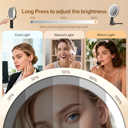 Travel Magnifying Makeup Mirror with Lights, Double Sided 40X/1X, 6inch 40x-black