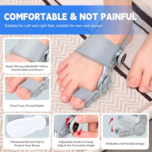 Bunion Corrector for Women & Men, Adjustable Knob Bunion Relief Orthopedic Toe Straightener with Silicone Pad Comfortable & Supportive