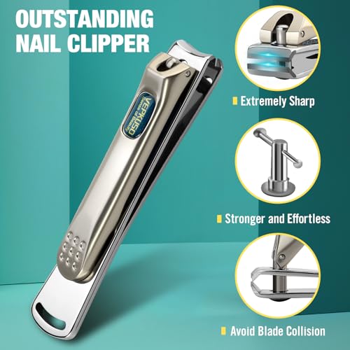 Nail Clippers for Men, Vepkuso Toenail Clippers for Thick Nails and Ultra Sharp Fingernail Clippers for Women, 4 in 1 Nail Clippers Cutter for Seinors, Gift Ideas 3 in 1 Nail Clipper Set