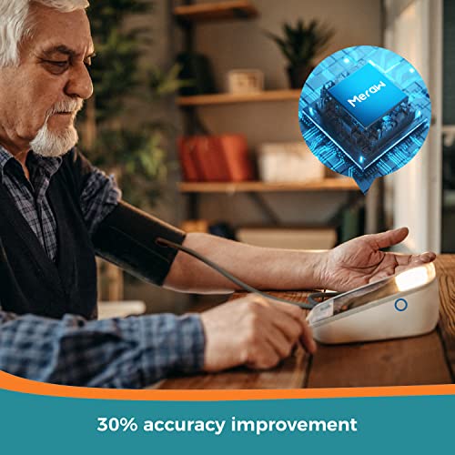 Meraw Blood Pressure Monitor Home Use, Blood Pressure Cuff Digital Arm, Blood Pressure Monitor Automatic Cuff 8.7-16.5" Bluetooth App Tracking Irregular Heartbeat Monitoring FSA/HSA Eligible White Cedar-white