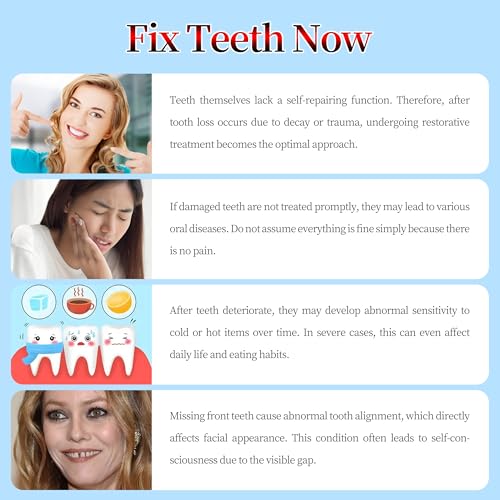Dental Repair Kit for Gaps, Chips, Missing Teeth & Cavities - High Hardness Temporary Filling, Light Cure, Heat Resistant, DIY at Home with Tools, Natural Looking