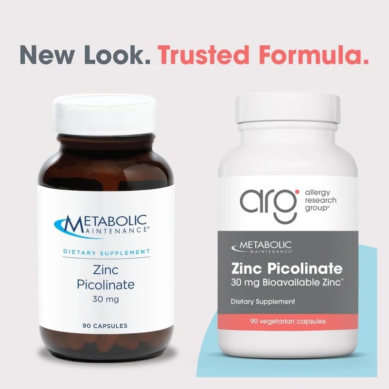 Metabolic Maintenance Zinc Picolinate 30 mg Immune, 90 Capsules | 30 mg Highly Bioavailable Zinc for Immune System Support, Superior Absorption, Vegetarian and Hypoallergenic