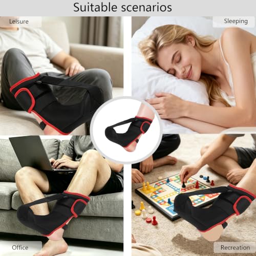 Plantar Fasciitis Night Splint Sock,Upgraded Planter Fasciitis Relief Brace with Arch Support,Relief Brace for Foot Drop,Achilles Tendonitis & Heel Pain,Unisex Foot Brace Black-Red(L) L