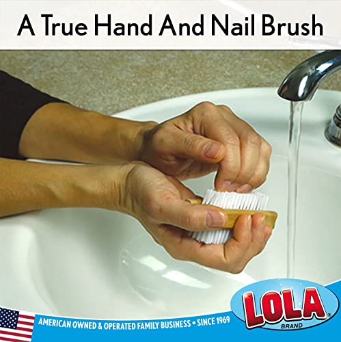 LOLA "Classic Hand & Nail Wood Brush, Heavy Duty 2 Sided Soft & Stiff Bristles, Cleans Hands, Fingernails, Feet & Toenails, 1 Pack