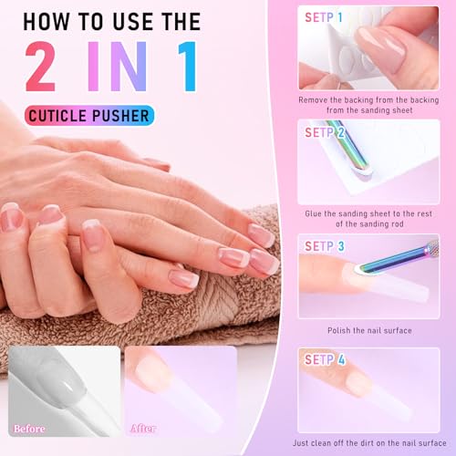 Pre-Treatment Cuticle Pusher, Dual Ended Cuticle Remover Tool Colorful