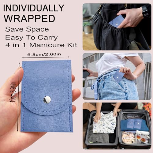16 Sets Travel Manicure Set Professional Nail Clipper Kit Bulk,4 in 1 Adult Stainless Steel Travel Manicure Kit with Case Individually Wrapped Nail Clippers Bulk for Homeless,Hotel,Charity(4 Colors) Multi Color