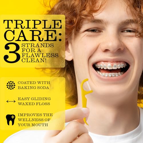 Twice 3-Strand Floss Picks – Dual Action Flosser & Toothpick, Wax-Coated Floss & Eco-Friendly Cornstarch Handles, Vegan, Shred Resistant, Strong Mint, 300 Ct (Pack of 2) 300 Count (Pack of 2)
