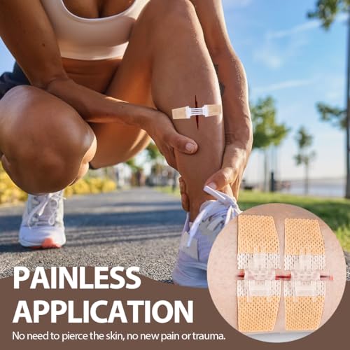 Wound Closure Strips 5Pcs Emergency Laceration Closures Butterfly Stitches Sutures Bandaids Zip Stitch Without Stitches for Hiking Camping Survival Outdoor 0.6in X 3.1in