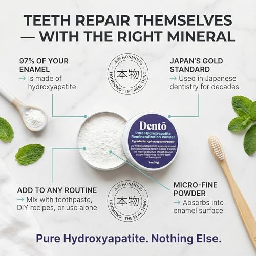 Dento Hydroxyapatite (MCHA) Tooth Powder, 1oz, Enamel Strengthener 1 Ounce (Pack of 1)