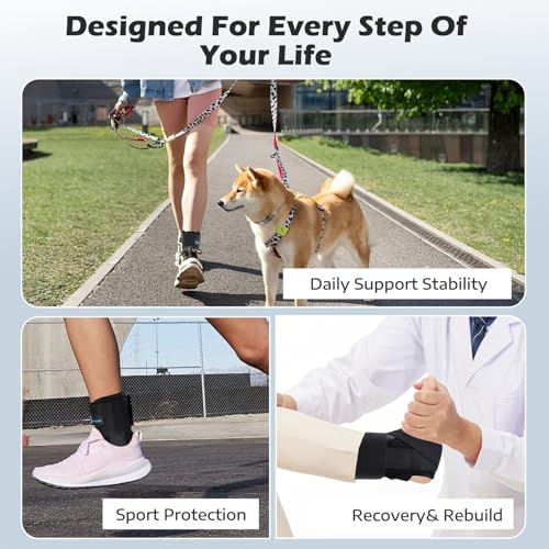 Ankle Brace for Sprained Ankle, 2 Removable Splints, Figure 8 Strap Small（Shoe Size-Women 5-9 Men 6-7）