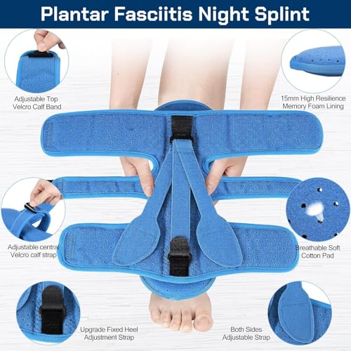 Plantar Fasciitis Night Splint-Upgrade 3 Adjustable Plantar Facetious Relief Brace,Night Splint for Plantar Fasciitis Women & Men,Eases Plantar Fasciitis Foot Drop Achilles Tendonitis(1PC,Blue)