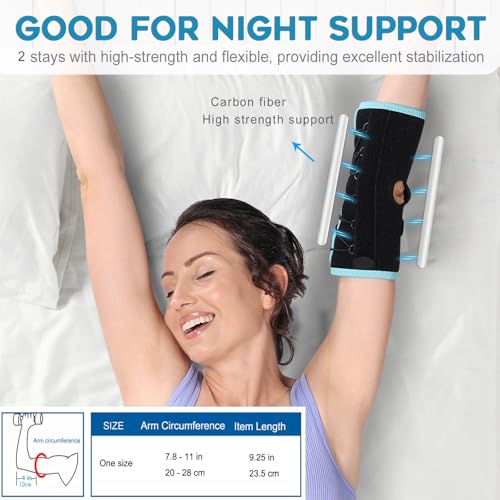 Cubital Tunnel Elbow Brace for Women Men Comfortable Night Sleep Support, Adjustable Lace Up Elbow Splints for Tendonitis ,Ulnar Nerve,Bursitis, Sprains, Strains, Sports Injury Recovery Joint, Arthritis (One size ) C016-2