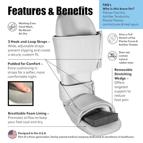 Brace On 90 Degree Night Splint, 3 Straps, Adjustable, Foam Wedge, Large