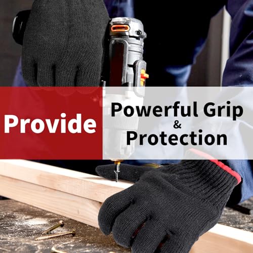 12 Pairs Black Gloves Men Women, Cooking Gloves for BBQ, Cooking, Grilling, Oven, Heat Resistant, Mechanics, Welding, Gardening Field Dressing Safty Work Gloves Bulk, Medium M(12 Pairs)