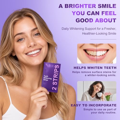 42 Strips Teeth Whitening Strips, Hydroxyapatite-Infuse White Strips, Non-Sensitive Tooth Whitener with Soothing Natural Ingredients, Enamel-Safe 42 Count (Pack of 1)