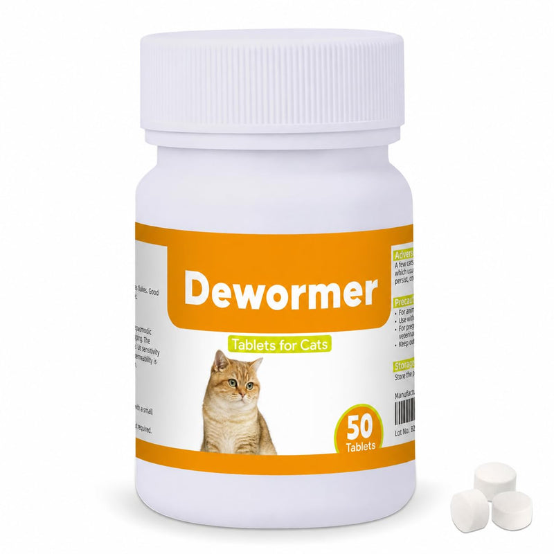 Dewormer for Cats and Kittens, Praz-qantl Tablets Broad Spectrum Dewormer for Tapeworms, Hookworms & Roundworms, 50 Tablets