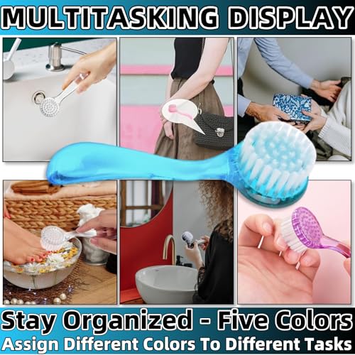 Soft Nail Dust Cleaning Brush 5Pcs Handle Grip Fingernail Brush Nail Dust Brush Manicure Pedicure Tools Women Men Home Salon（multicolor）