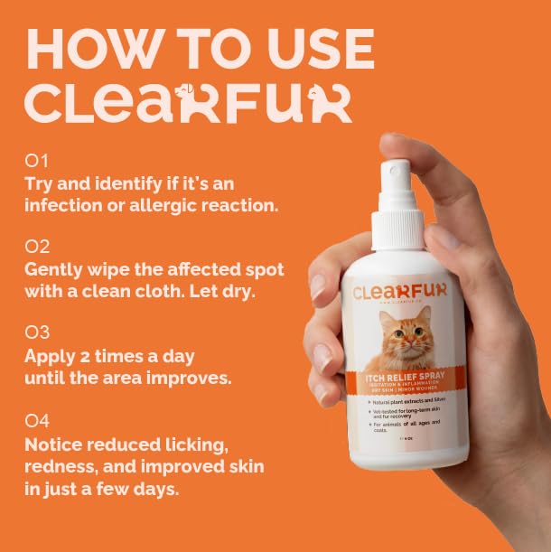 Cat Hot Spot & Itch Relief Spray | Fast-Acting, No-Touch Skin Soothing Spray | Gentle Mist for Sensitive Cats & Kittens | Targets the Source of Irritation | Natural Ingredients & Colloidal Silver