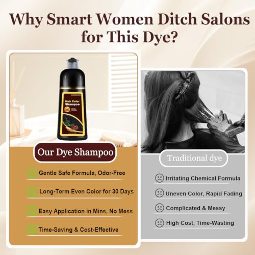 Cherry Brown Hair Dye Shampoo 3 in 1 for Vibrant Hair,Natural Color Shampoo Cherry Brown
