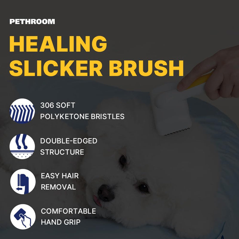 [PETHROOM] Healing Slicker Brush | Pet Brush | Dogs & Cats | Goldendoodle Brush | Coated Tips for Gentle Grooming | Dog Brush for Shedding | Long-Haired or Curly-Haired Dogs - BeesActive Australia