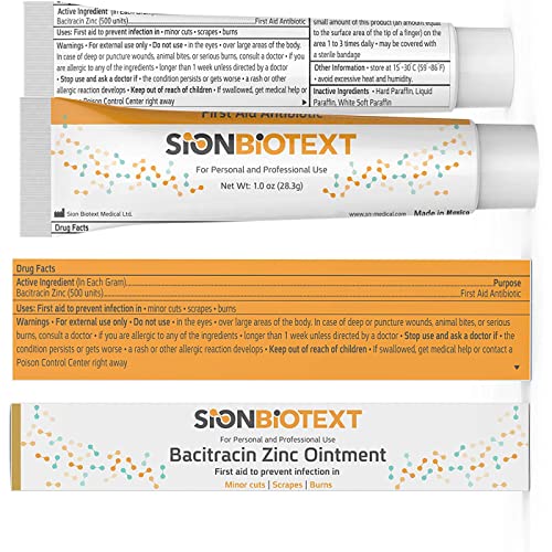 Bacitracin Zinc Ointment, 1 Ounce Tube (28.3 g), First Aid Antibiotic, Helps Prevent Infection in Minor Cuts, Scrapes & Burns, Topical Ointment for First Aid Kits 1 Pack
