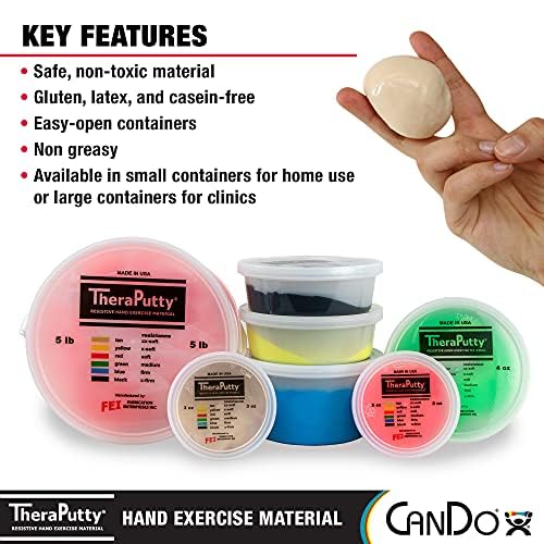 CanDo 10-2606 Theraputty Plus Hand Exercise Putty Set, 2oz, 6pcs 2 oz Multi 6 PC Set