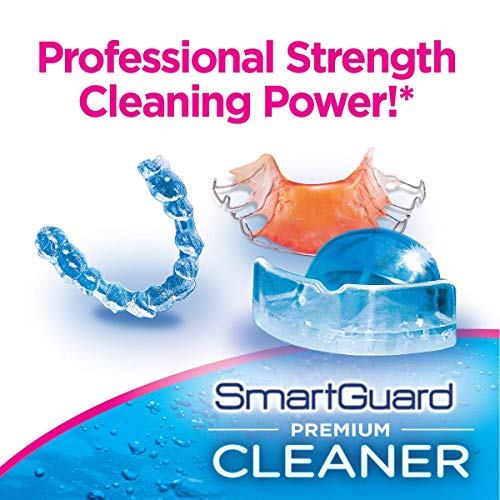 SmartGuard Premium Cleaner Crystals & Cleaning Case -(110 Cleanings)- Removes Stain, Plaque, & Bad Odor from Clear Braces, Dentures, Night Guards, Mouth Guard, & Retainers. 11 Piece Set