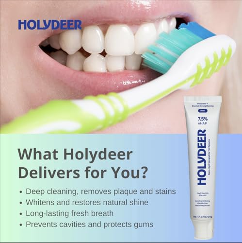 Nano-Hydroxyapatite Toothpaste, Mint, 7.5% nHAP, Fluoride-Free, Sensitive Whitening, Enamel Strengthening, 4.23 oz 3PK Blue 4.23 Ounce (Pack of 3)