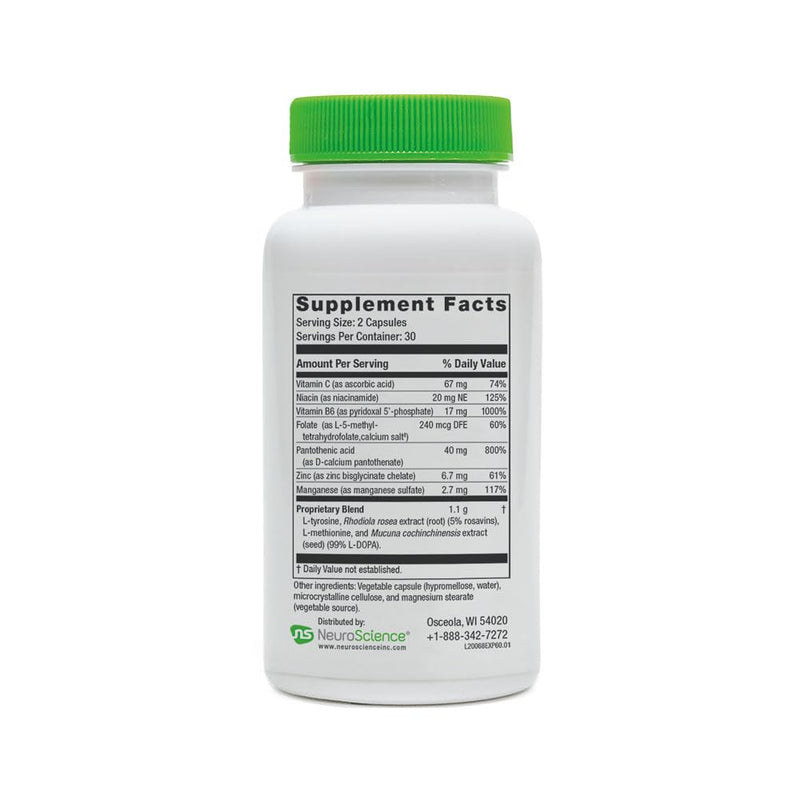 Neuroscience ExcitaPlus Adrenal Support Supplement, 60 ct | Promotes Stress Resilience, Energy & Focus, L-Tyrosine, Rhodiola & B Vitamins, Cortisol Support 60 Count (Pack of 1)